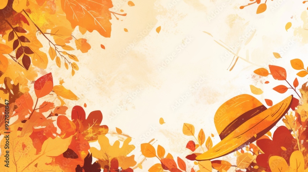 Poster fall hat month with large empty copy space on the side