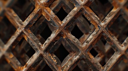 Closeup of Intricate Pattern on Old Rusted Metal Air Filter Texture.