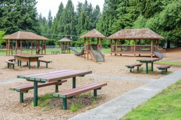 Obraz premium An image of a playful children's playground with swings, slides, and laughter, capturing the exuberance of youth at pla