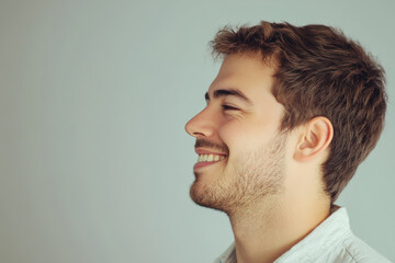 Fototapeta premium A close up of a man's face with his eyes closed