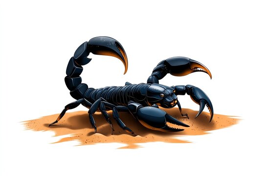 black scorpion on sand, detailed art clip art preview