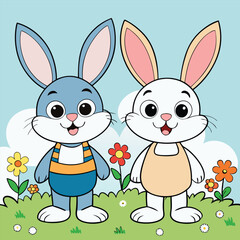 Fototapeta premium easter bunny and easter eggs