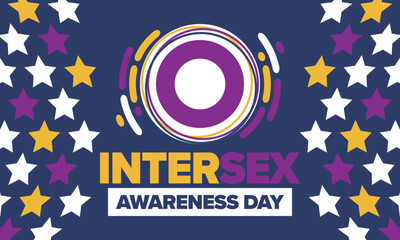 Obraz premium Intersex Awareness Day. Human Rights. Internationally observed event. Celebrate annual in October 26. Intersex people community. Freedom and solidarity. Poster, card, banner and background. Vector