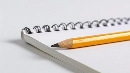 Pencil and notepad against white backdrop