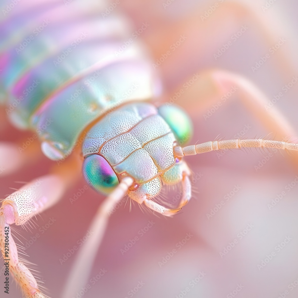 Poster macro view of iridescent antennae in a spectrum of colors, highlighting fine details with reflective