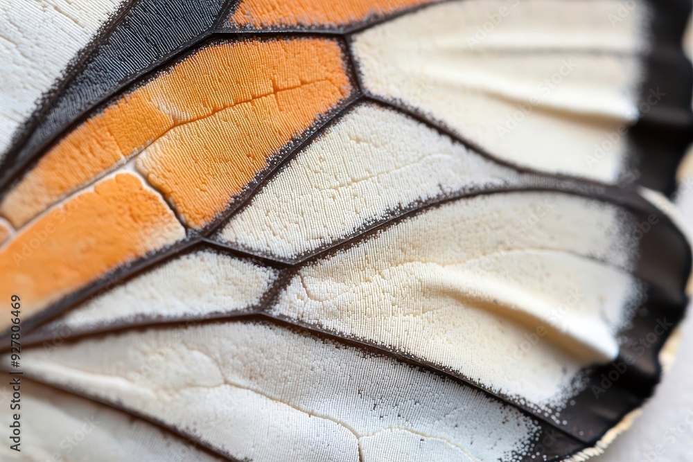 Aufkleber macro close-up of a butterfly's wing in high resolution, showcasing intricate patterns and textures,