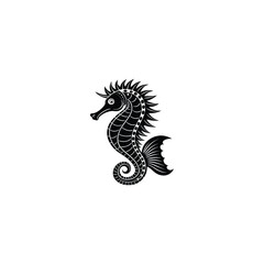 black and white seahorse fish