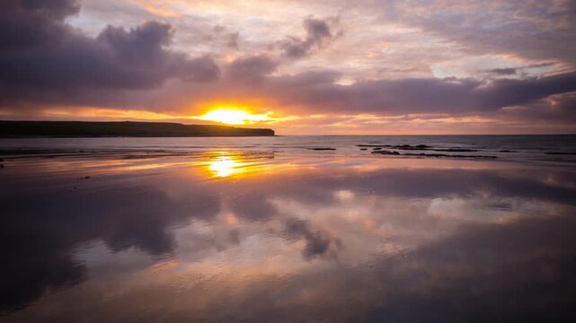4k Time Lapse on Skaill Bay During Sunset Below Skara Brae in Sandwick Orkney