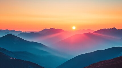 Obraz premium Colorful sunset over mountains composition