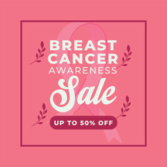 breast cancer awareness sale banner template promotion design for business.