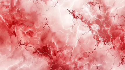 Intricate Red Marble Texture with Veins and Clouds on Pink Background.
