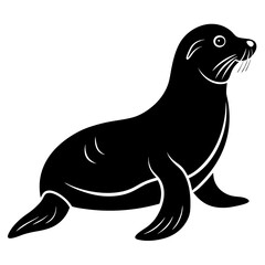 Hawaiian Monk Seal silhouette art vector