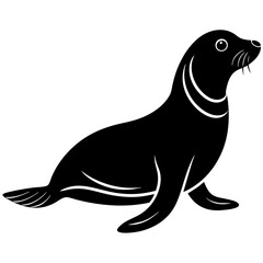 Hawaiian Monk Seal silhouette art vector