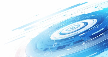 Fototapeta premium Technology-Themed Vector Banner with White and Blue Colors Featuring Gears and Digital Design Elements