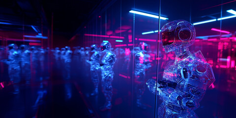 Futuristic Robot in Neon Lights: A Digital Art Concept