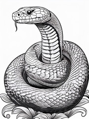 Fototapeta premium snake, coloring book, white background, black and white