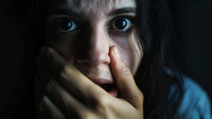 Fototapeta premium Silenced Fear, Stop Domestic violence concept
