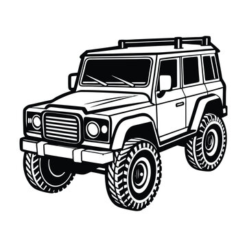 black and white off-road vehicle clip art preview