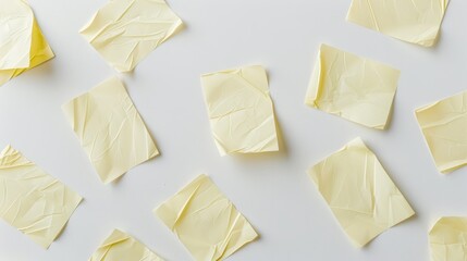 Obraz premium Yellow sticky note with several perforations on a white backdrop