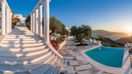 Obraz premium White Terrace Steps in Greece