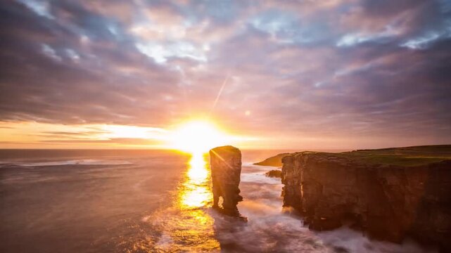 4k Time Lapse During Sunset at Yesnaby in Sandwick Orkney
