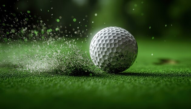 3d design logo for a golf brand. divot, golf club hitting ball with impact