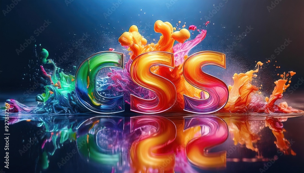 Poster creative css text design with colorful splash effects