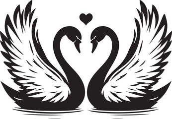 Swan love vector silhouette 