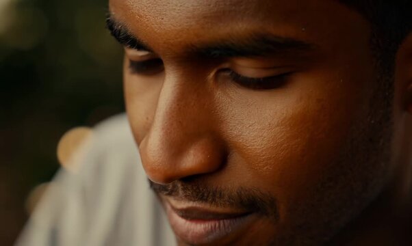 Intimate Macro Shot of Malaysian Man Whispering Softly