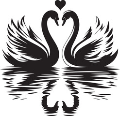 Swan love vector silhouette 