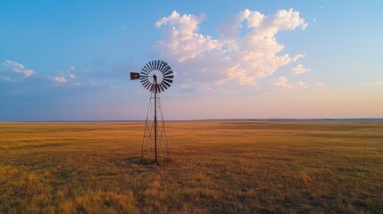 Windmill in a vast field