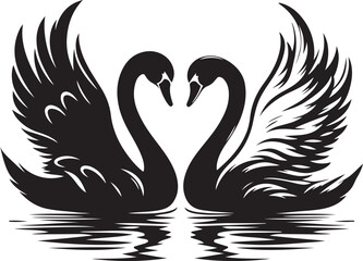 Obraz premium Swan love vector silhouette 