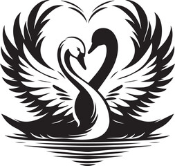 Obraz premium Swan love vector silhouette 