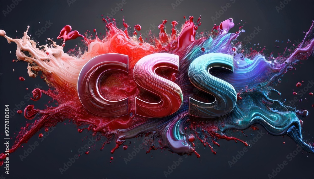 Poster stylish css text design with colorful splash effects
