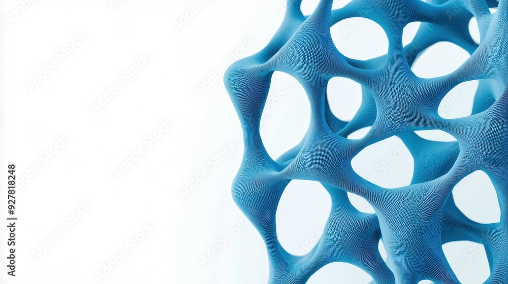 Poster intricate blue structure featuring organic shapes and interconnected elements, perfect for backgroun