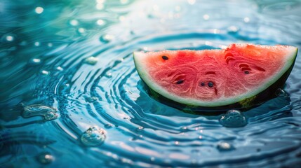 Fresh sweet ripe watermelon slices in water