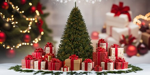 X-mas Gift Box Background, Chalet With Christmas Decoration