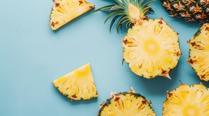 Naklejka premium Fresh pineapple slice closeup view