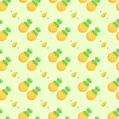 Seamless Pattern Abstract Elements Fruits Food Pineapple Vector Design Style Background Illustration Texture For Prints Textiles, Clothing, Gift Wrap, Wallpaper, Pastel