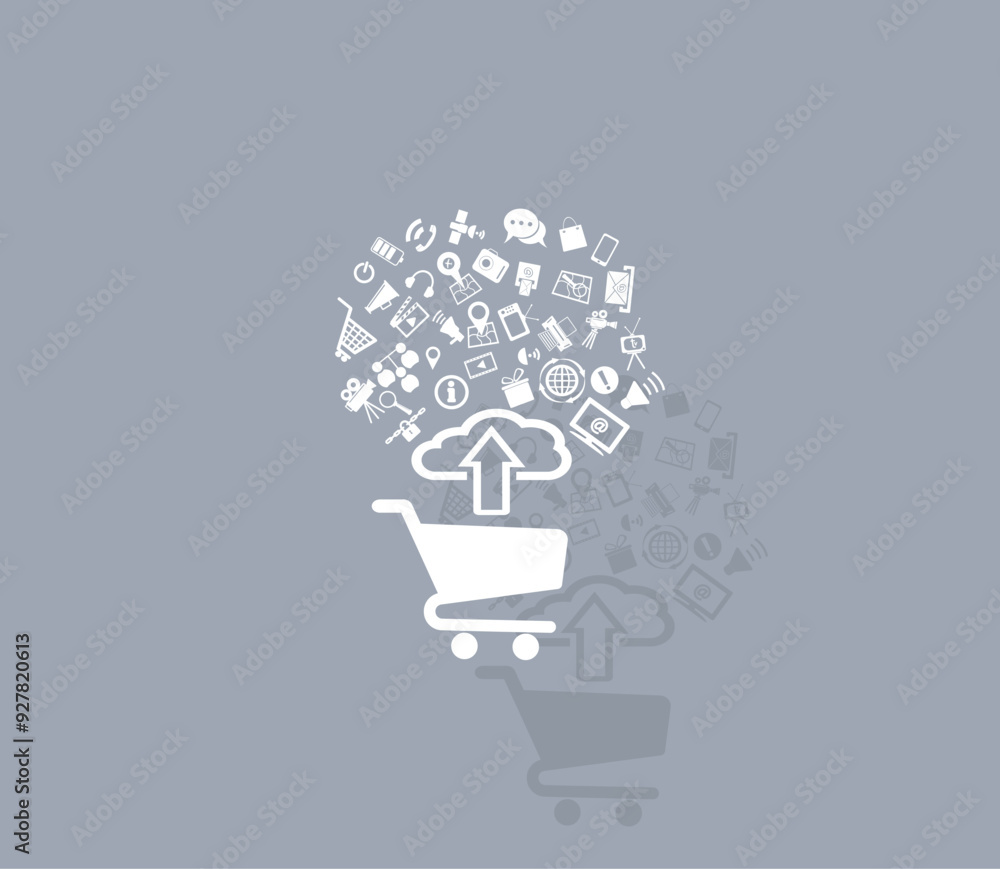 Poster vector icon of white color with shadow on gray background