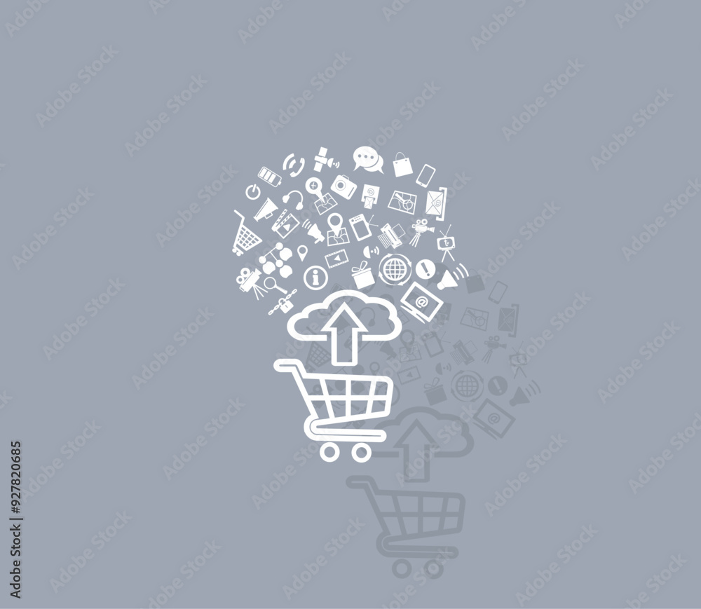 Poster vector icon of white color with shadow on gray background
