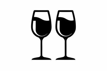 Wine glasses silhouette vector, wine icon, cheers with wine glasses. vector illustration
