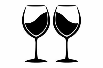 Wine glasses silhouette vector, wine icon, cheers with wine glasses. vector illustration
