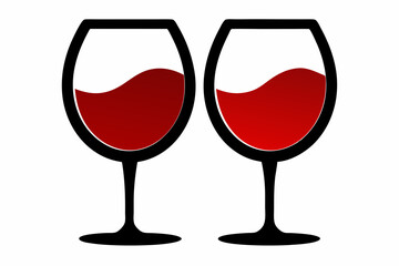 Wine glasses silhouette vector, wine icon, cheers with wine glasses. vector illustration

