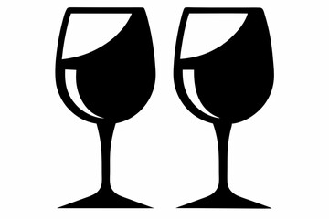 Wine glasses silhouette vector, wine icon, cheers with wine glasses. vector illustration
