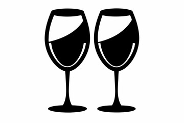 Wine glasses silhouette vector, wine icon, cheers with wine glasses. vector illustration
