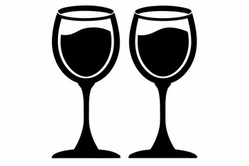 Wine glasses silhouette vector, wine icon, cheers with wine glasses. vector illustration
