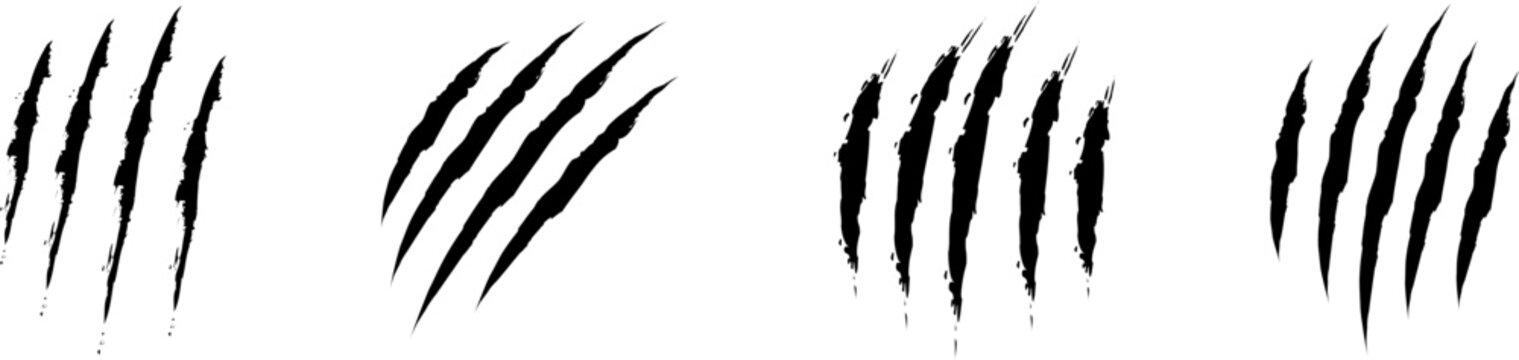 Animal Claw scratches icons set vector. Claws silhouette, claw marks