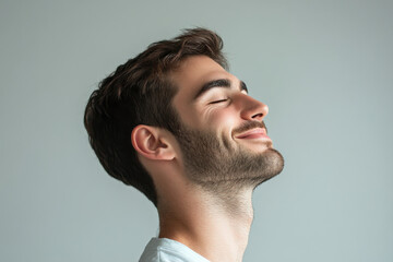 Fototapeta premium A close up of a man's face with his eyes closed