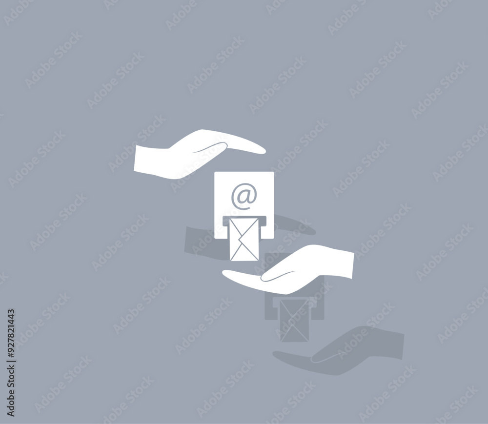 Aufkleber vector icon of white color with shadow on gray background